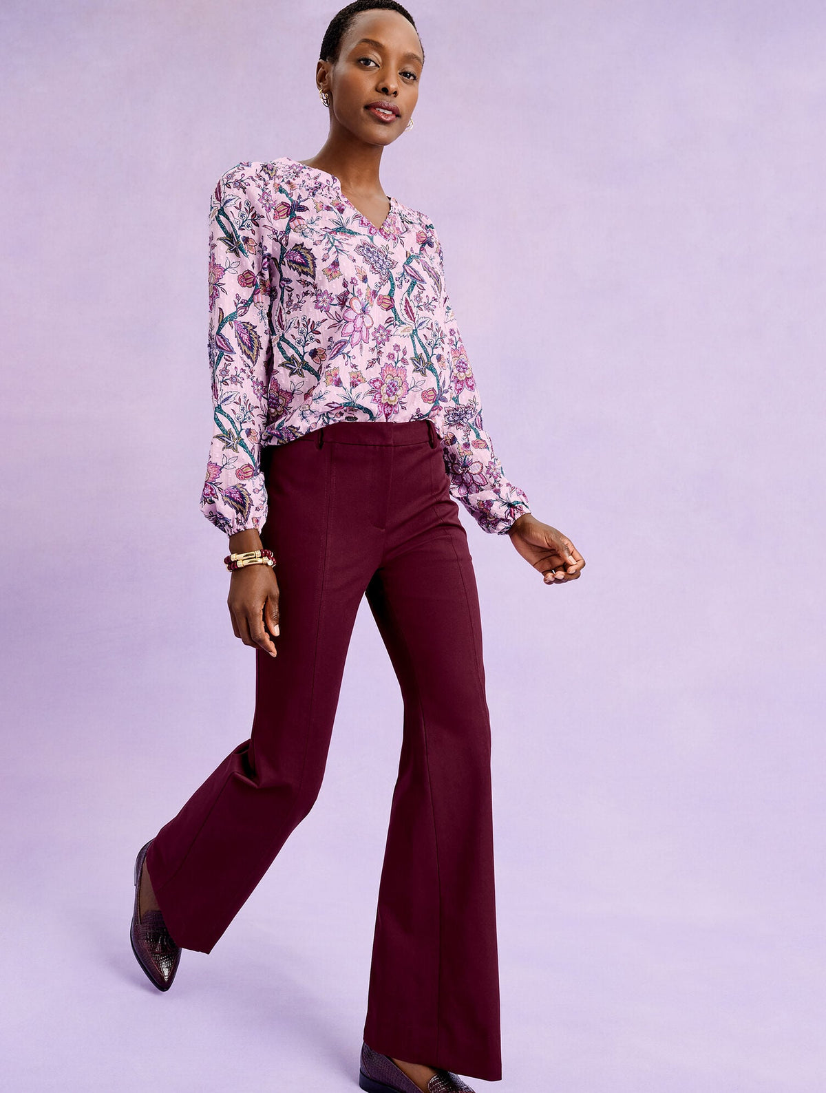 SMOCKED TOP - BLOOMING JACOBEAN | Talbots