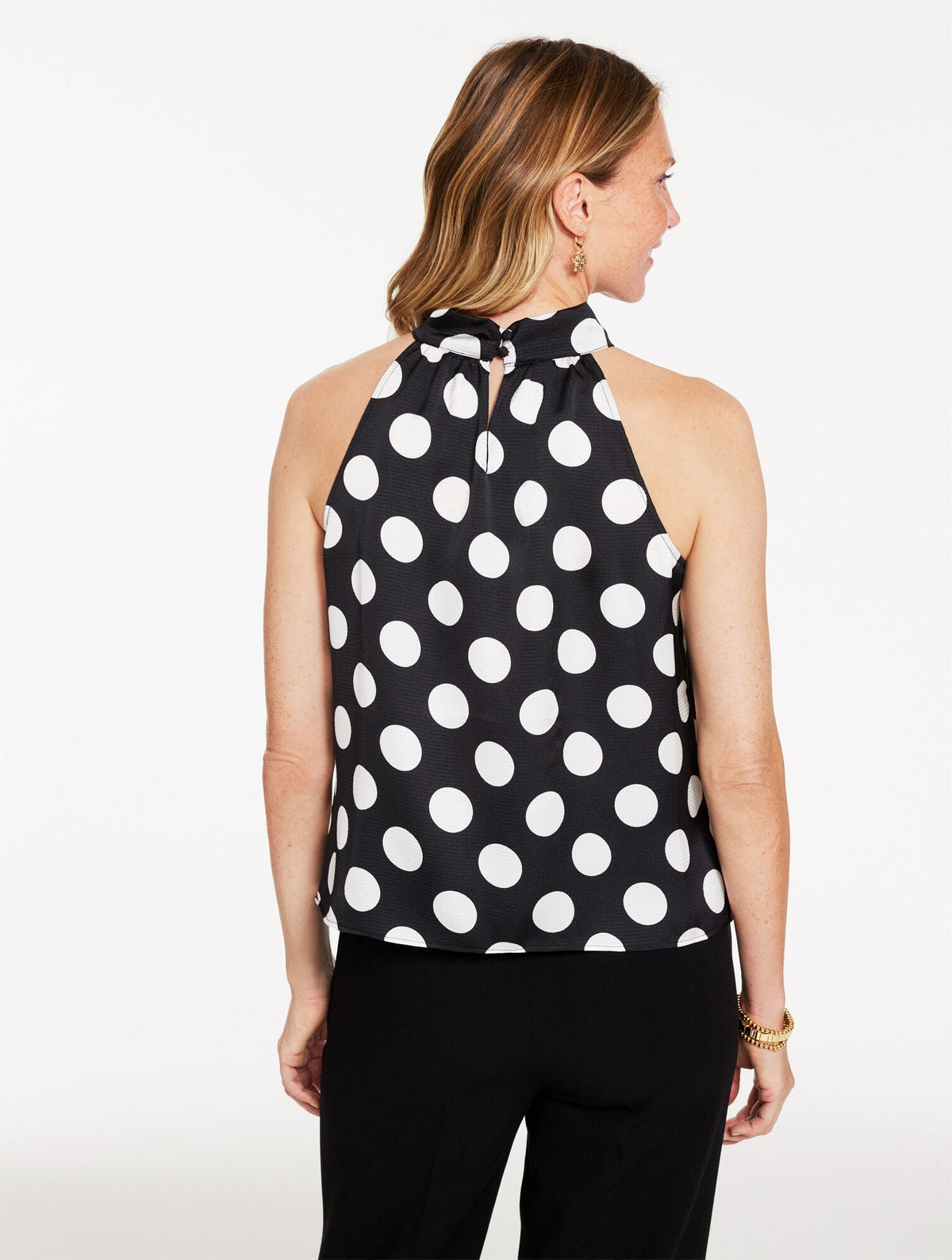 TIE NECK HALTER TOP - BRILLIANT DOT | Talbots