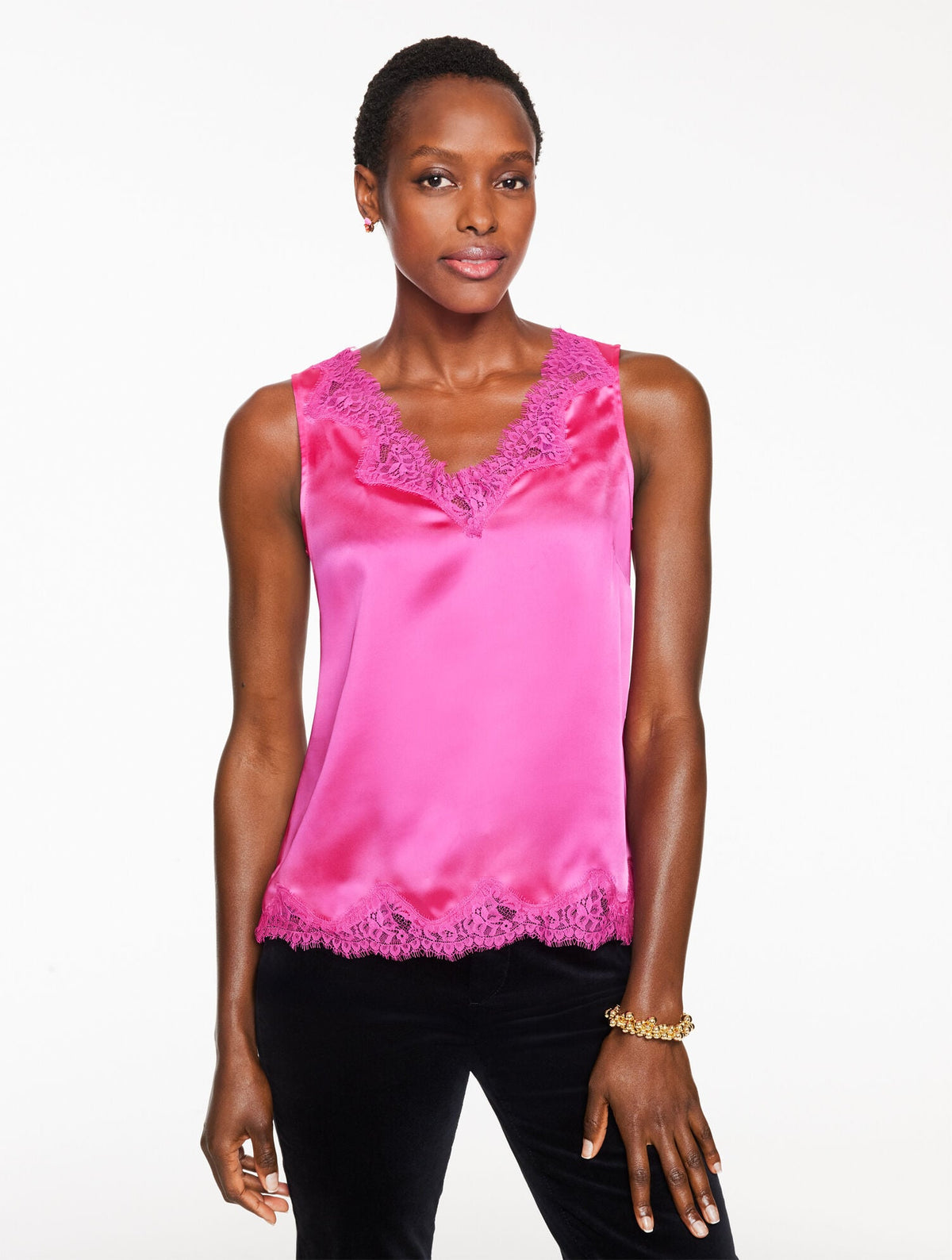 LACE TRIM SATIN CAMISOLE | Talbots