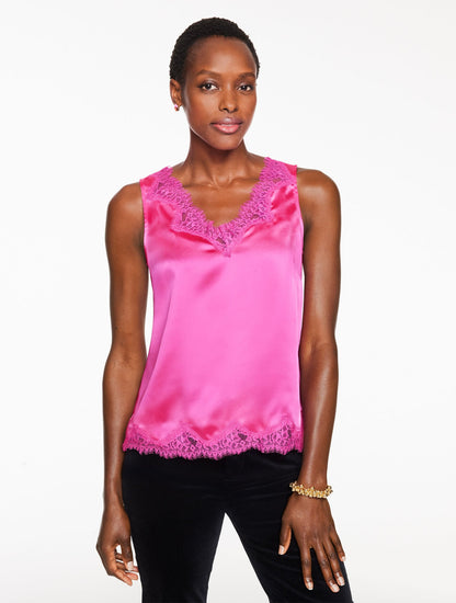 LACE TRIM SATIN CAMISOLE | Talbots