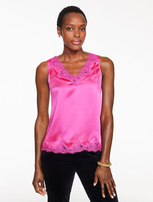 LACE TRIM SATIN CAMISOLE | Talbots