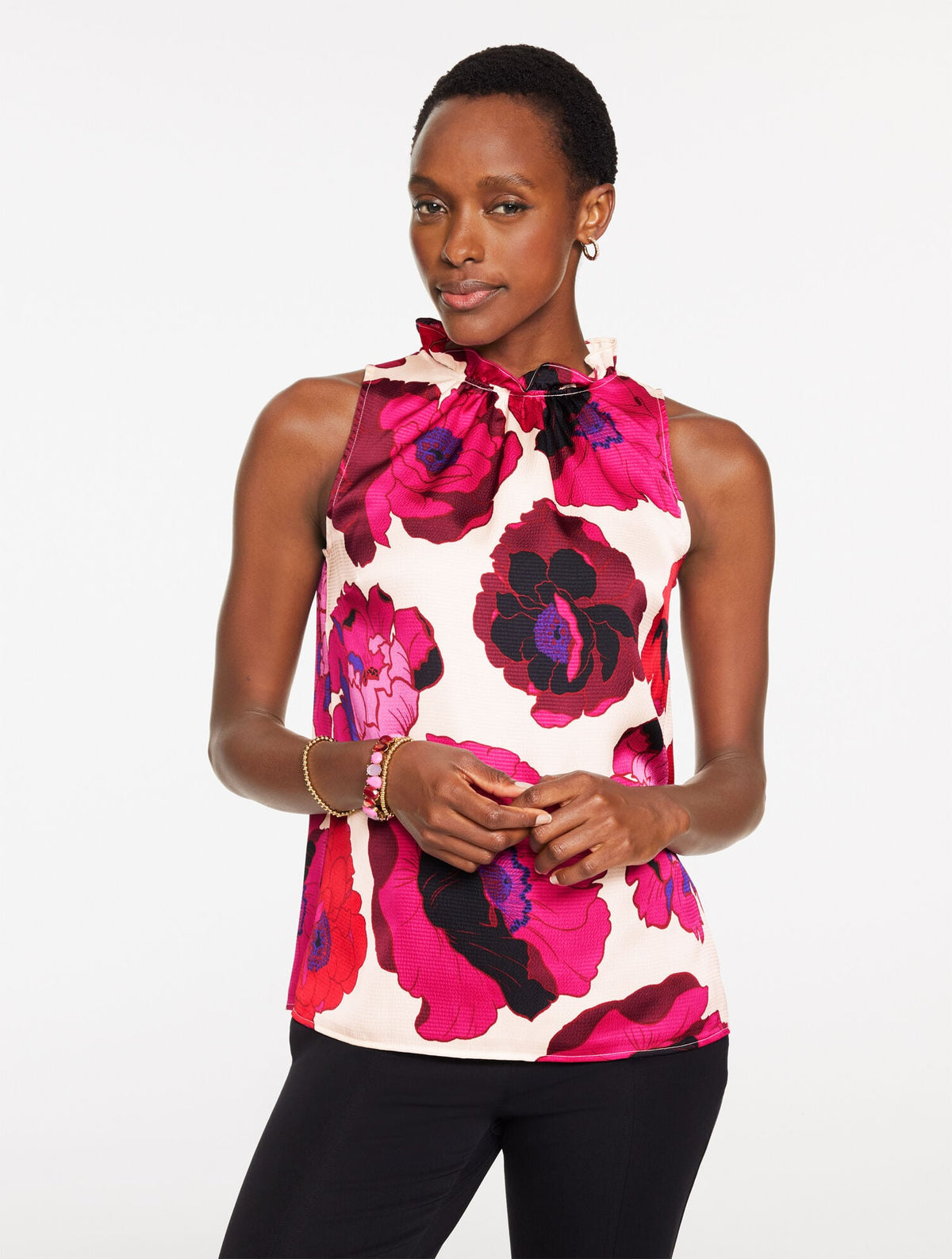 SATIN HALTER TOP - BLOOMING FLORAL | Talbots