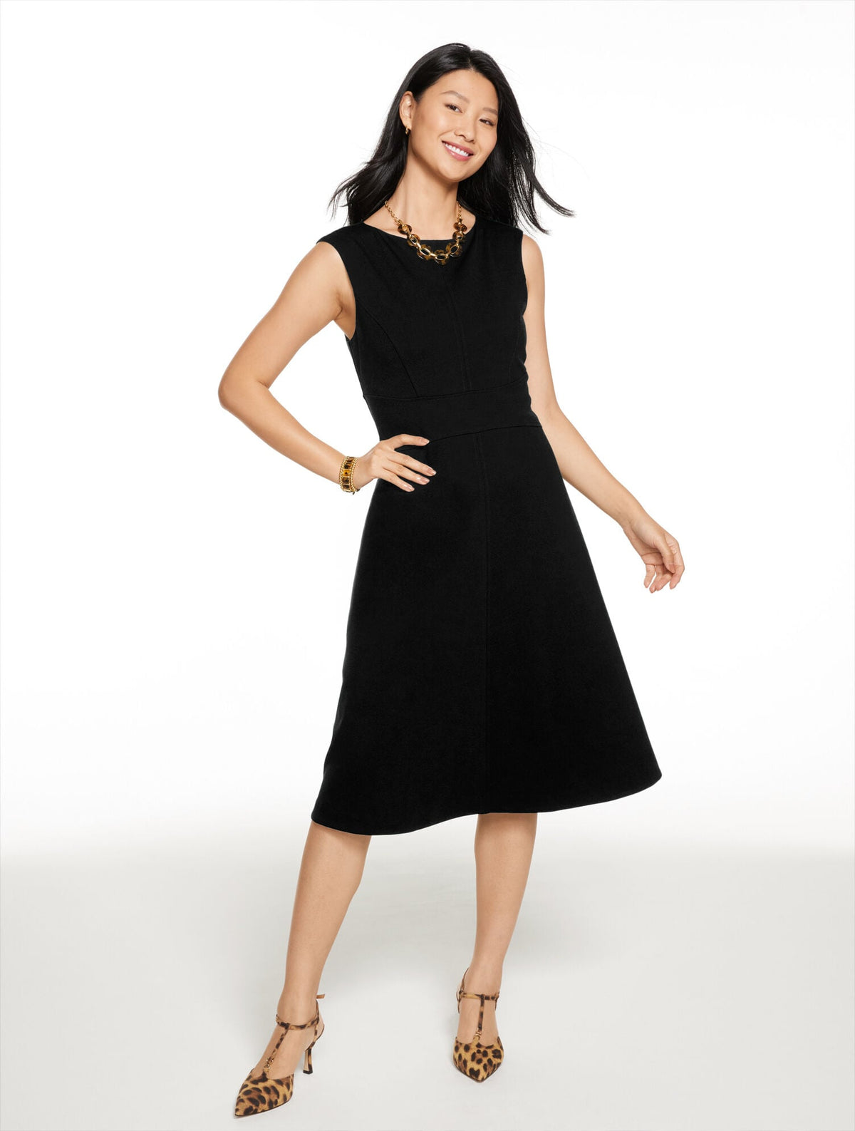 LUXE PONTE FIT & FLARE DRESS | Talbots