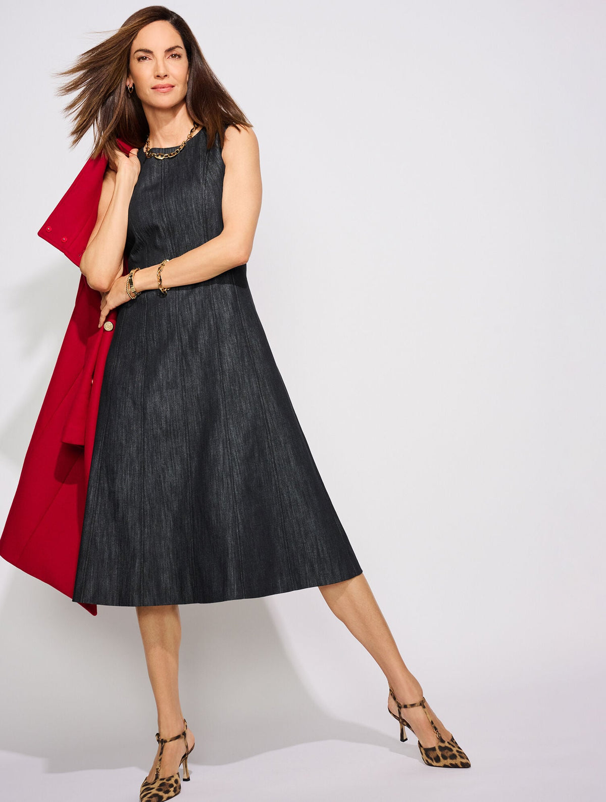 REFINED DENIM MIDI DRESS | Talbots