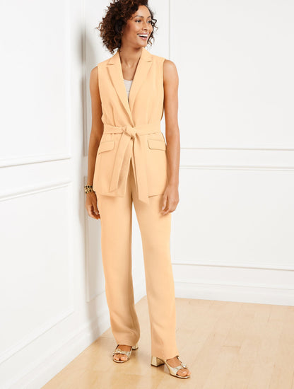 POLISHED CREPE TIE WAIST VEST | Talbots