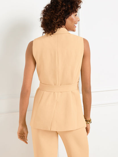 POLISHED CREPE TIE WAIST VEST | Talbots