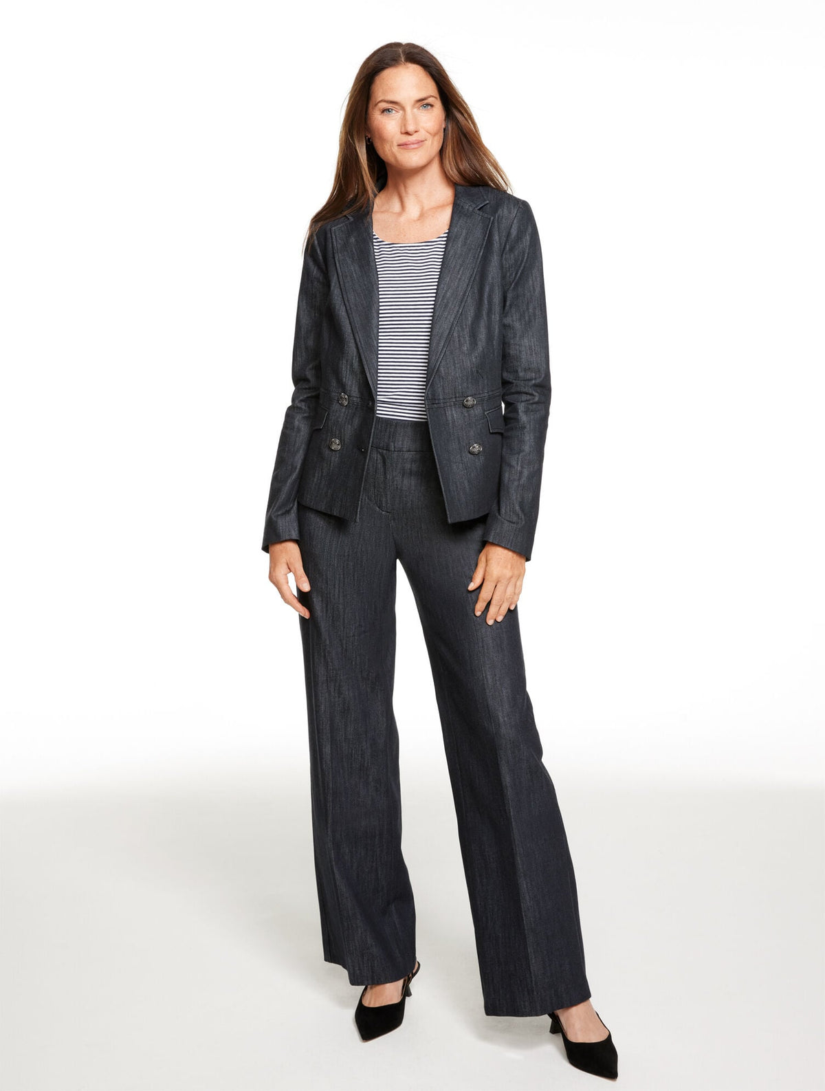 REFINED DENIM DOUBLE BREASTED BLAZER | Talbots