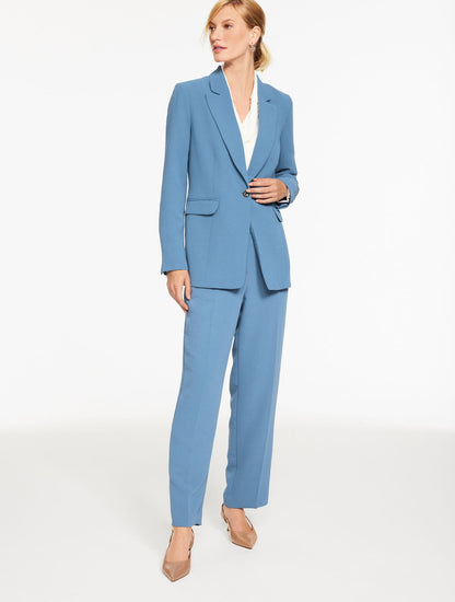 POLISHED CREPE SINGLE BUTTON BLAZER | Talbots