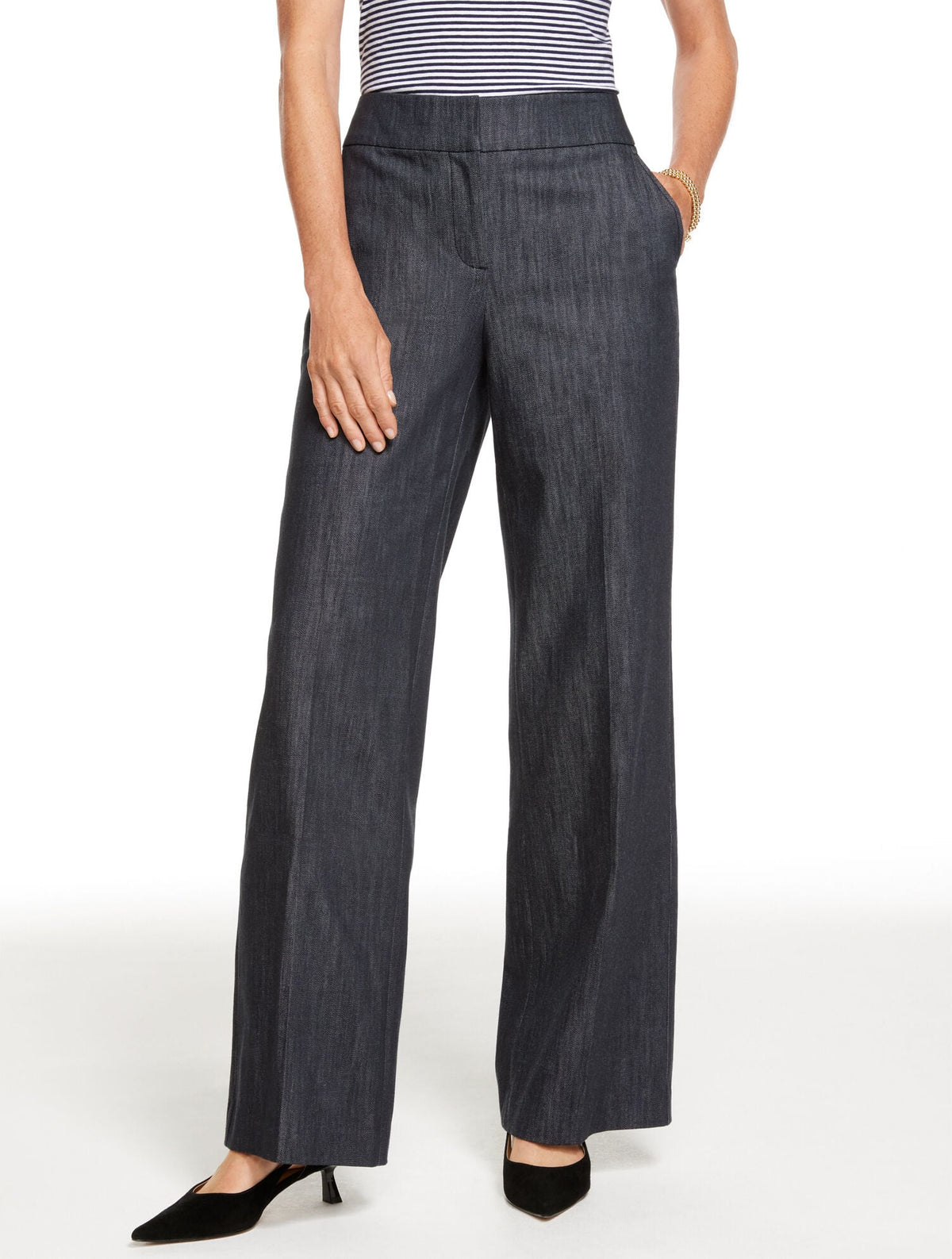 WIDE LEG REFINED DENIM PANTS | Talbots