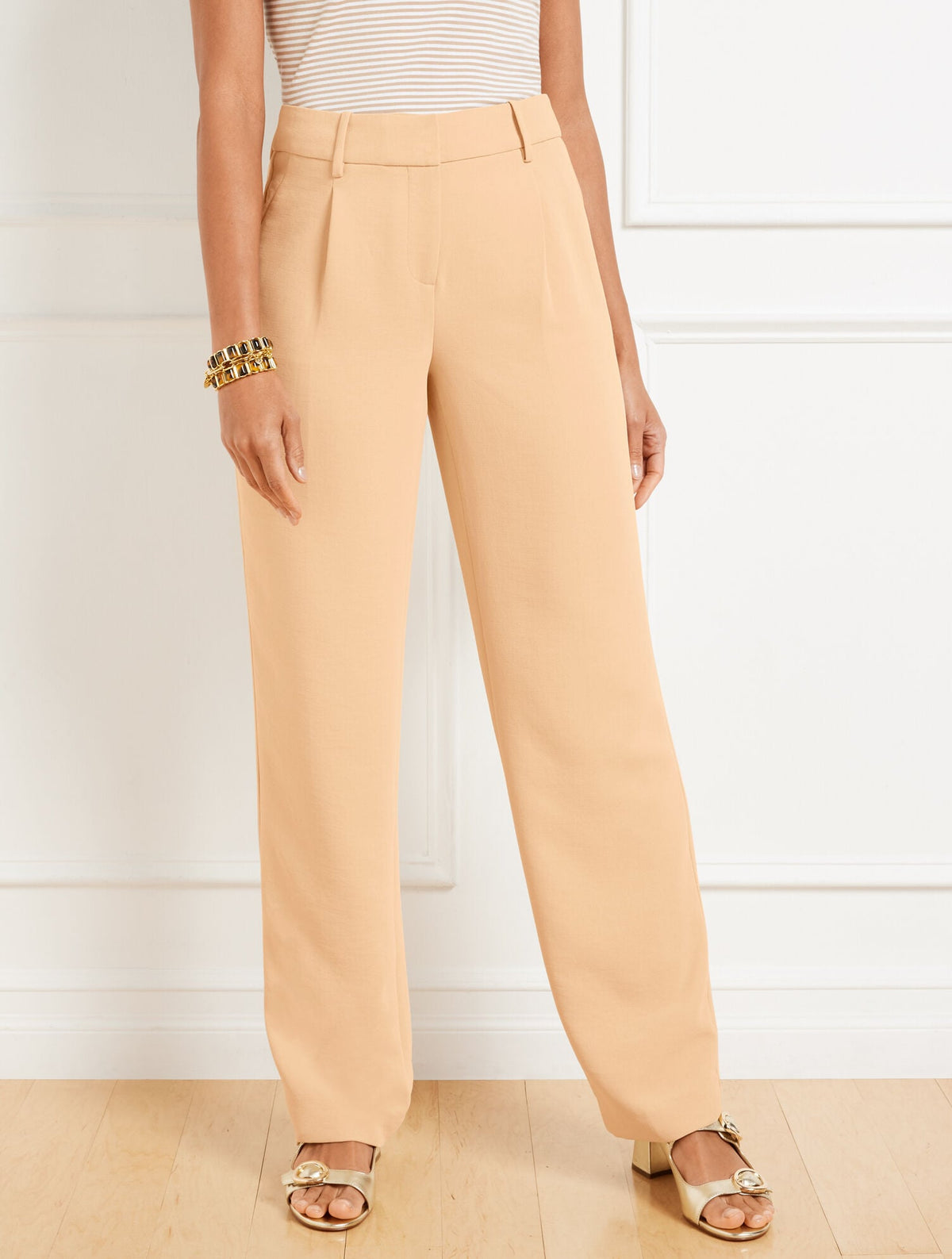 STRAIGHT LEG POLISHED CREPE PANTS | Talbots