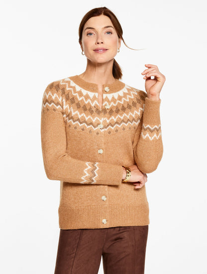 CREWNECK CARDIGAN - FAIR ISLE YOKE | Talbots