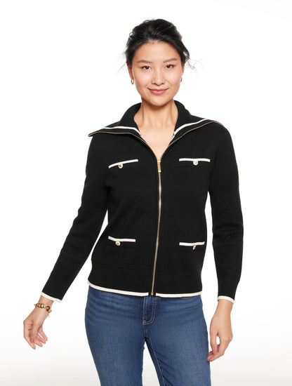 FULL-ZIP CARDIGAN - TIPPED | Talbots