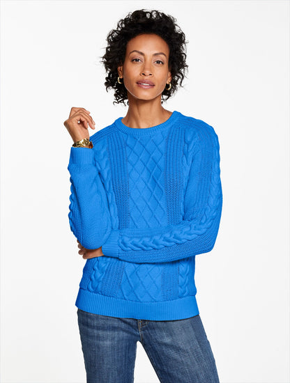 CABLE KNIT CREWNECK SWEATER | Talbots