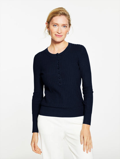 RIBBED HENLEY PULLOVER | Talbots