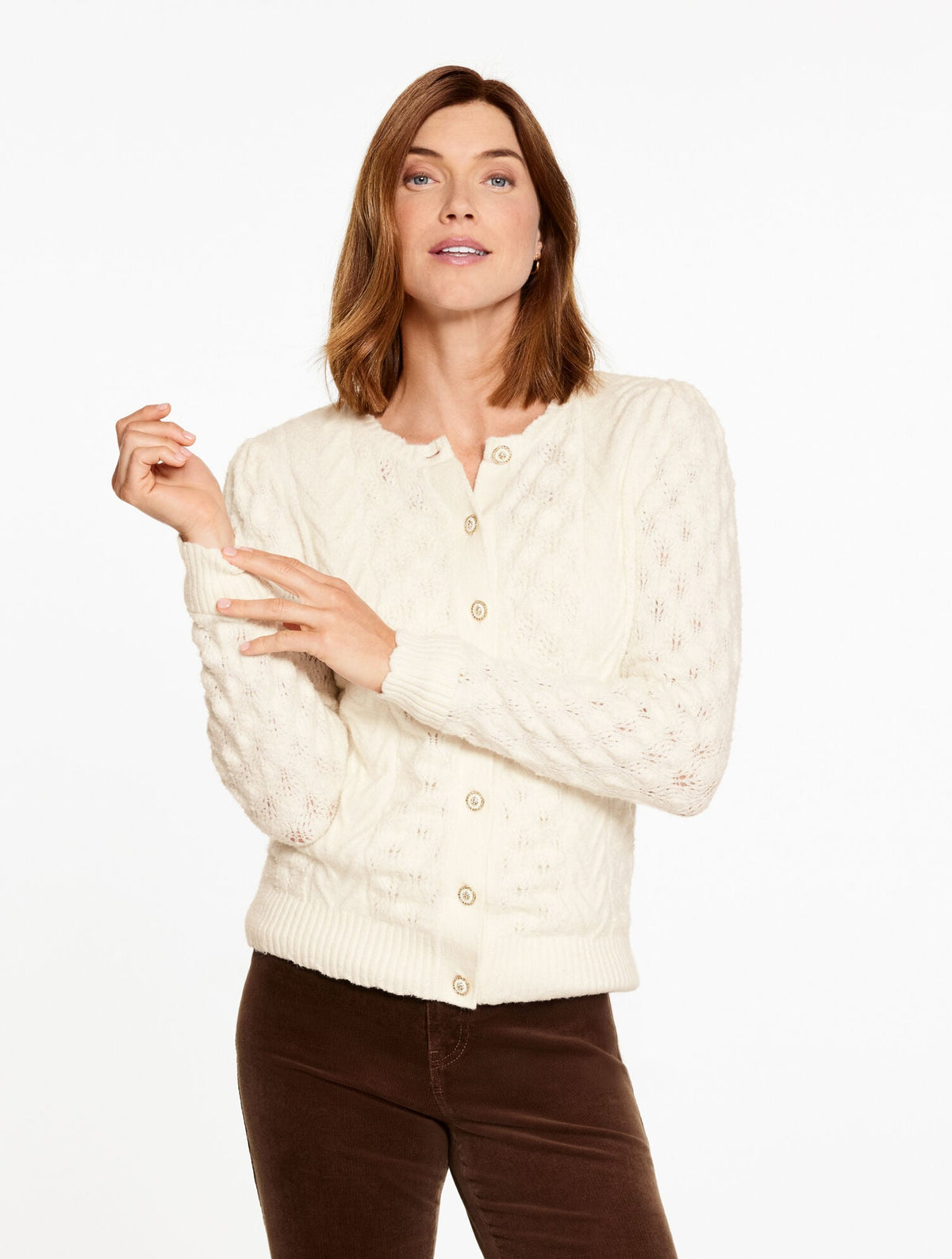 SCALLOP CREWNECK CARDIGAN | Talbots