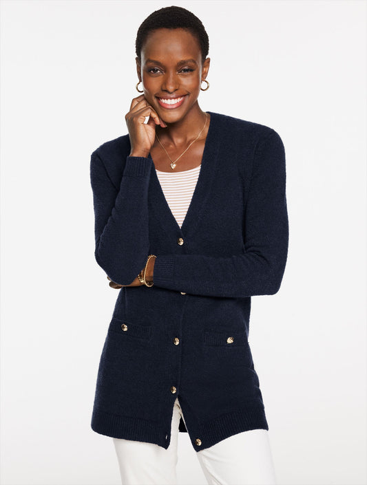 BOUCLÉ V-NECK CARDIGAN | Talbots