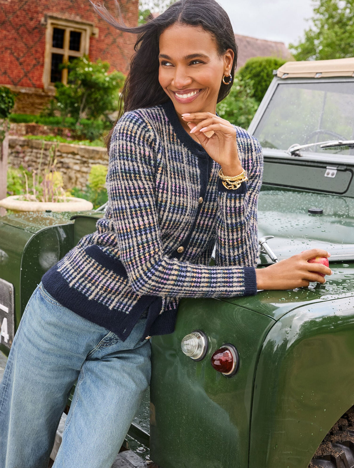 SPARKLE TWEED CREWNECK CARDIGAN | Talbots