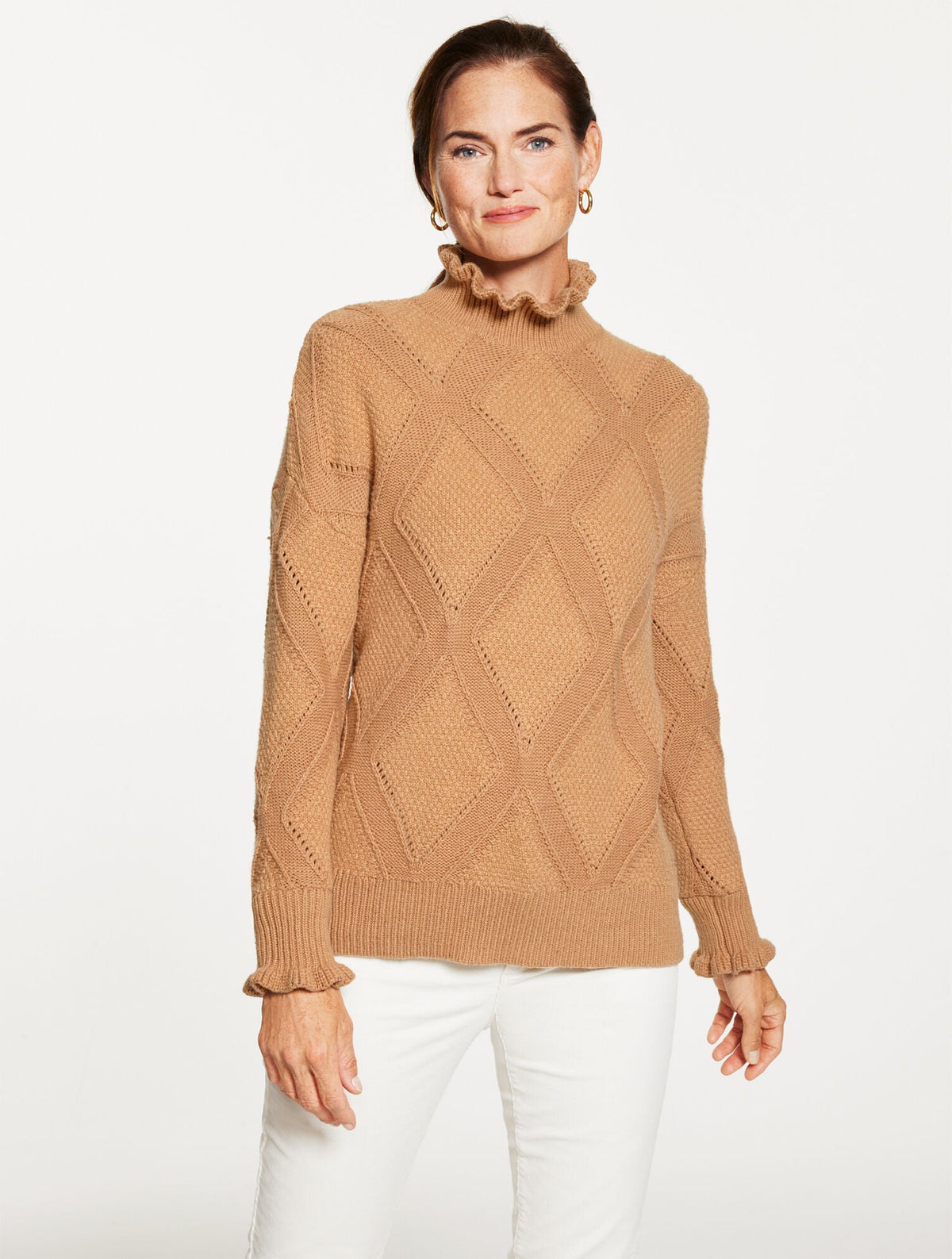 RUFFLE MOCKNECK SWEATER - ARGYLE | Talbots