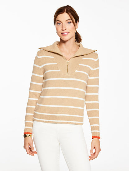 HALF-ZIP SWEATER - MARL STRIPE | Talbots