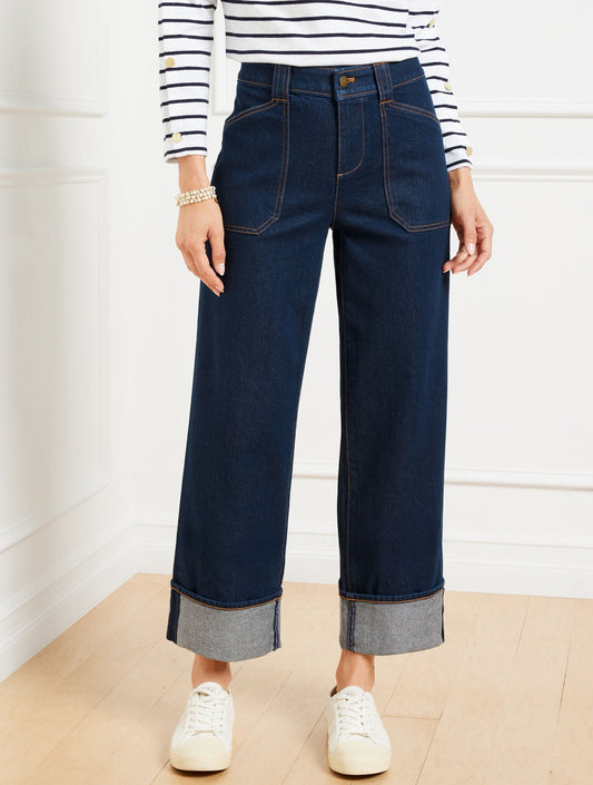 STRAIGHT ANKLE CUFF JEANS - WARREN WASH | Talbots