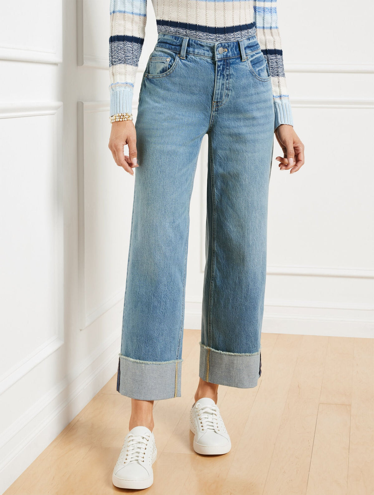 STRAIGHT ANKLE CUFF JEANS - DOWNING WASH | Talbots