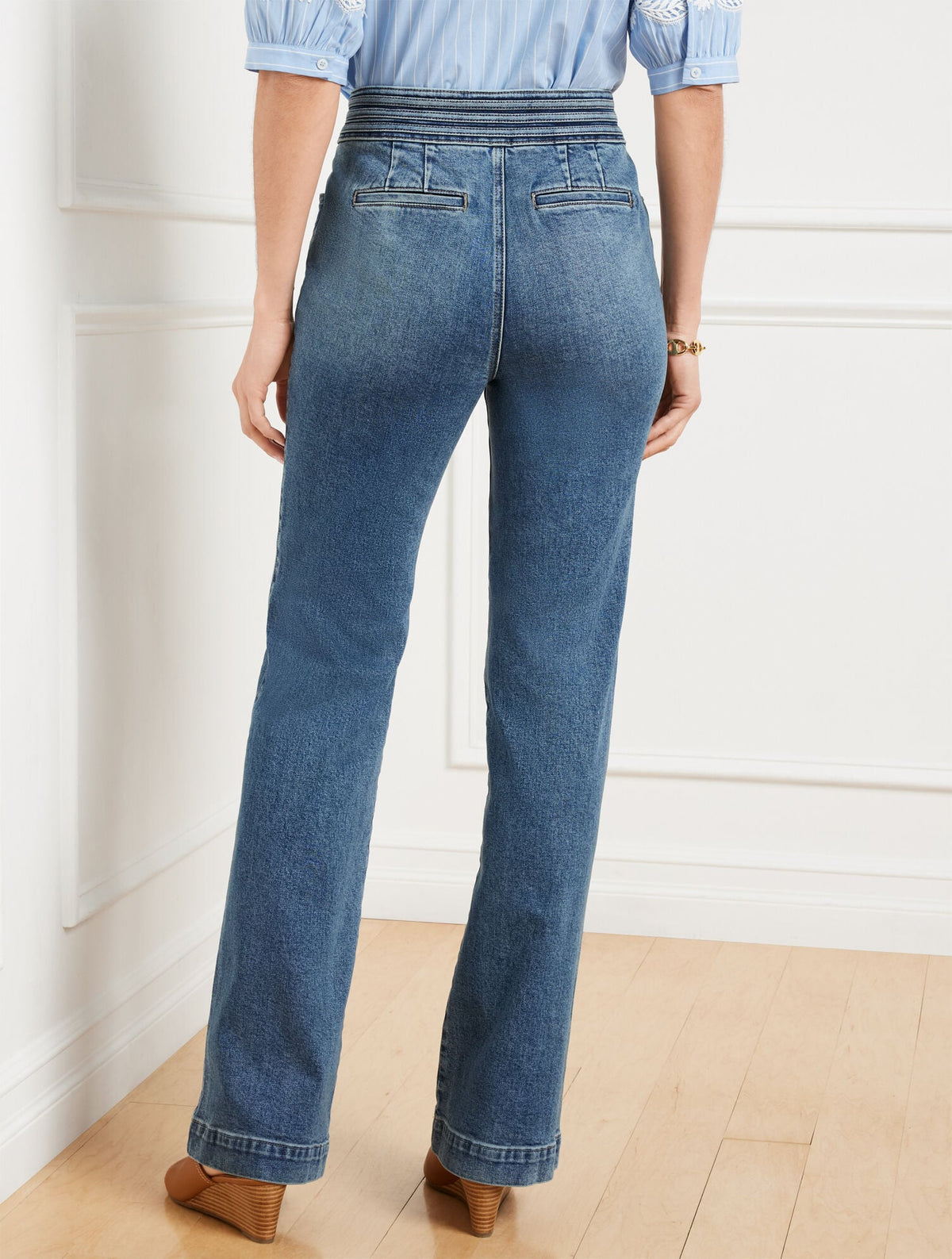 FLARE LEG BANDED WAIST JEANS - MELODY WASH | Talbots