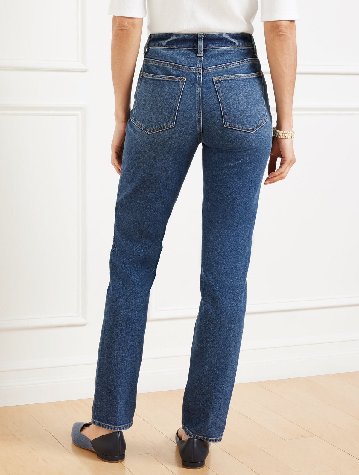 STRAIGHT LEG JEANS - IVY EMBROIDERY WASH | Talbots