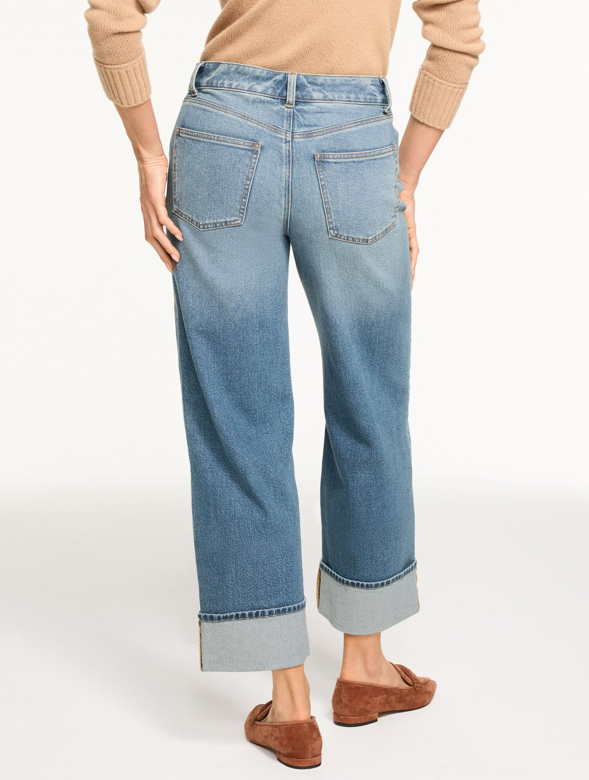 STRAIGHT ANKLE CUFF EMBROIDERED JEANS - AUTUMN WASH | Talbots