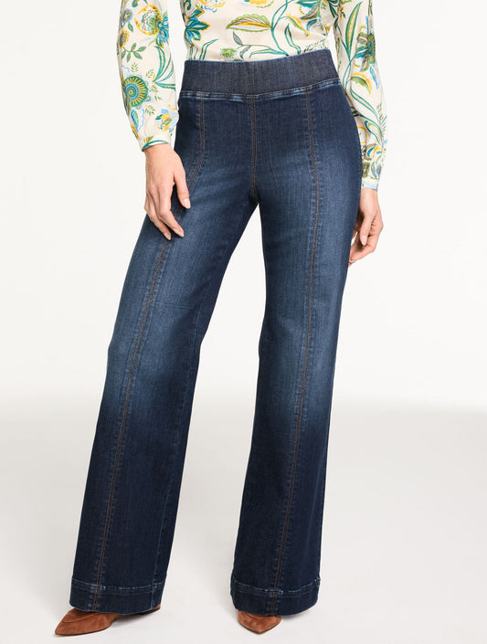 FLARE LEG PULL-ON TRAVEL JEANS - BEEKMAN WASH | Talbots