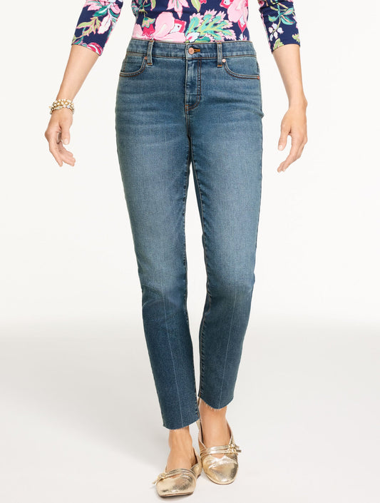 SLIM ANKLE RAW HEM JEANS - ROSLYN WASH - CURVY FIT | Talbots