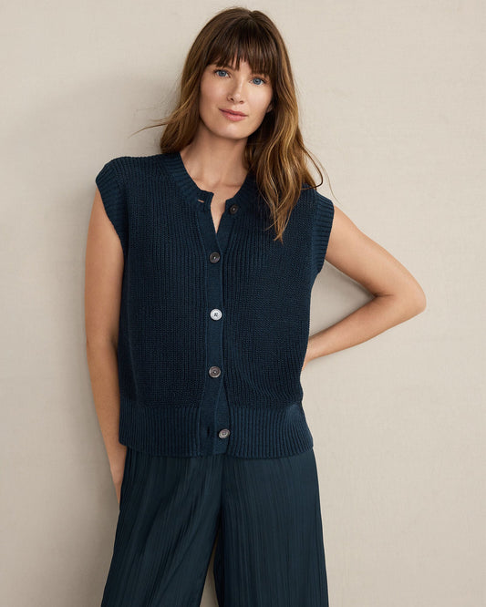 ORGANIC COTTON LINEN SWEATER VEST | Talbots