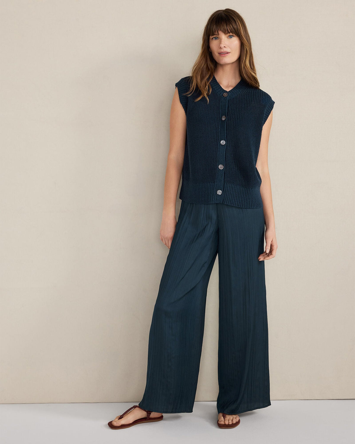 ORGANIC COTTON LINEN SWEATER VEST | Talbots