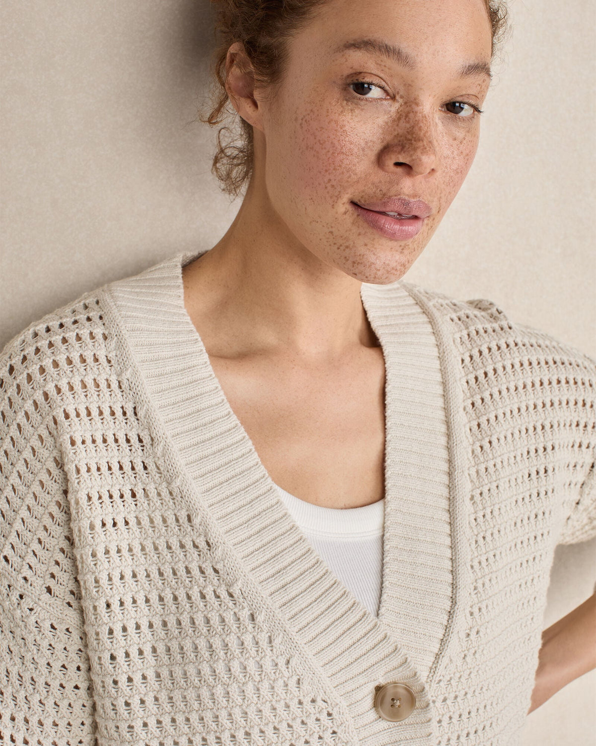 ORGANIC COTTON OPEN STITCH CARDIGAN | Talbots