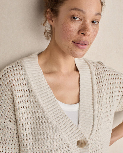 ORGANIC COTTON OPEN STITCH CARDIGAN | Talbots