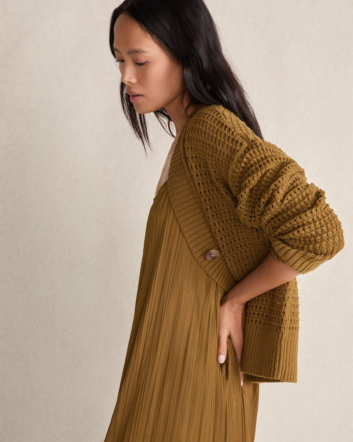 ORGANIC COTTON OPEN STITCH CARDIGAN | Talbots