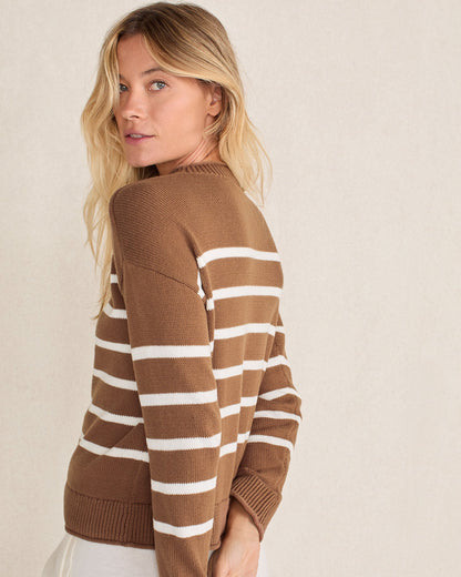 ORGANIC COTTON STRIPE ROLL NECK SWEATER | Talbots