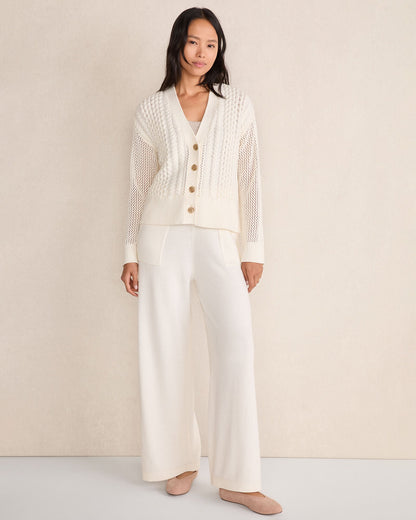 COTTON BLEND MIXED STITCH CARDIGAN | Talbots