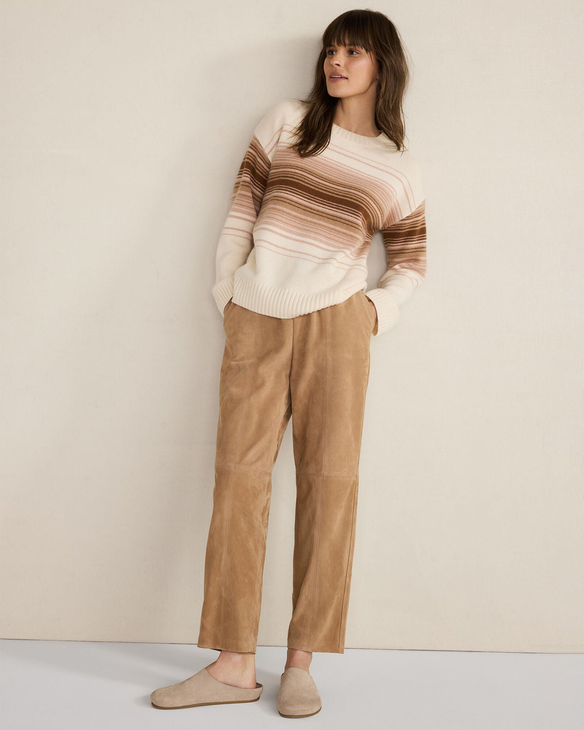 CASHMERE OMBRÉ STRIPE CREWNECK SWEATER | Talbots