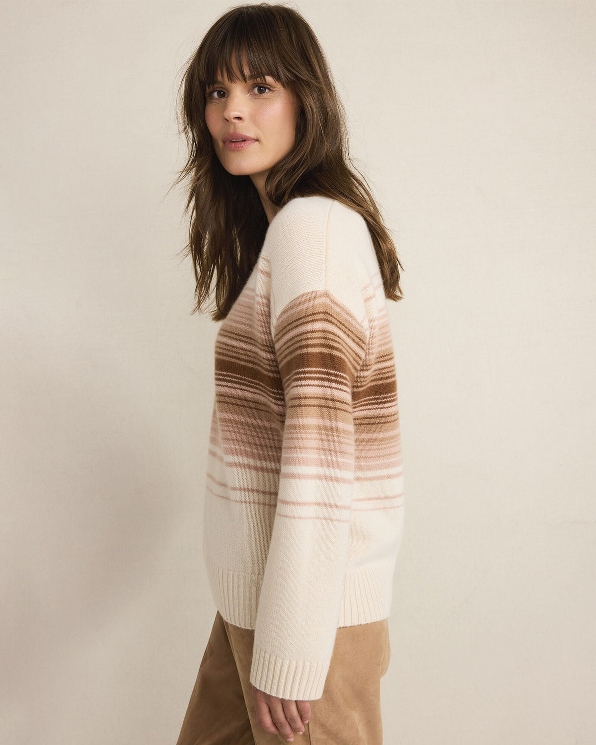 CASHMERE OMBRÉ STRIPE CREWNECK SWEATER | Talbots