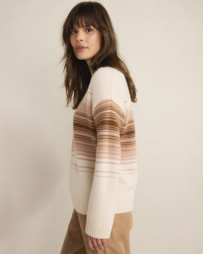 CASHMERE OMBRÉ STRIPE CREWNECK SWEATER | Talbots