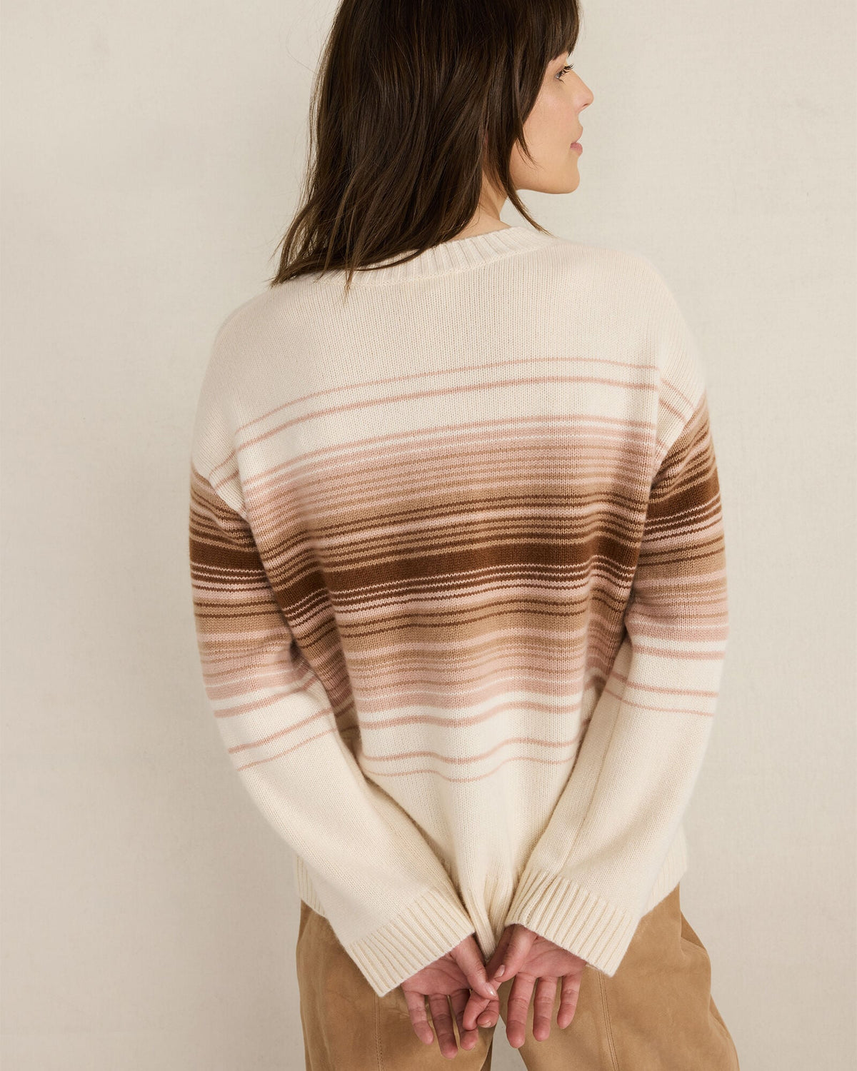 CASHMERE OMBRÉ STRIPE CREWNECK SWEATER | Talbots