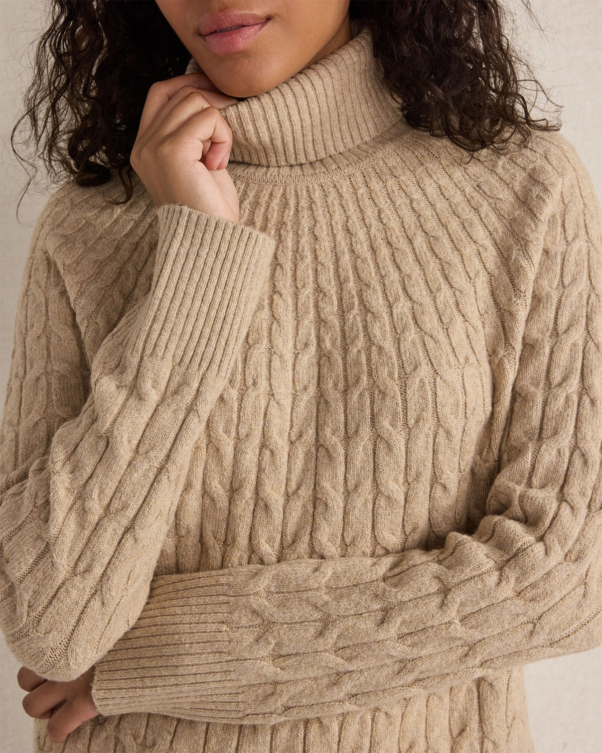 ORGANIC COTTON BLEND GRADIENT CABLE SWEATER | Talbots