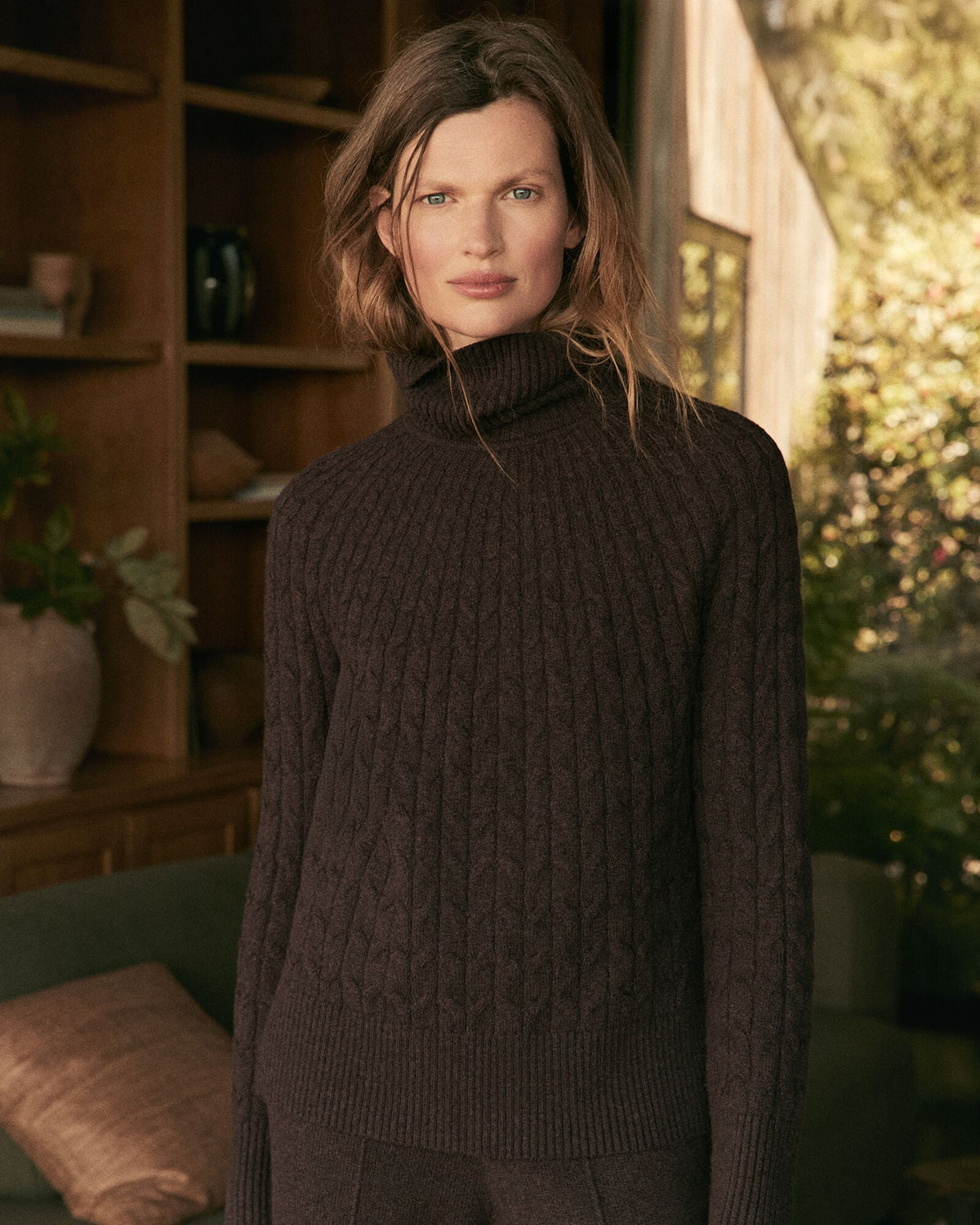ORGANIC COTTON BLEND GRADIENT CABLE SWEATER | Talbots