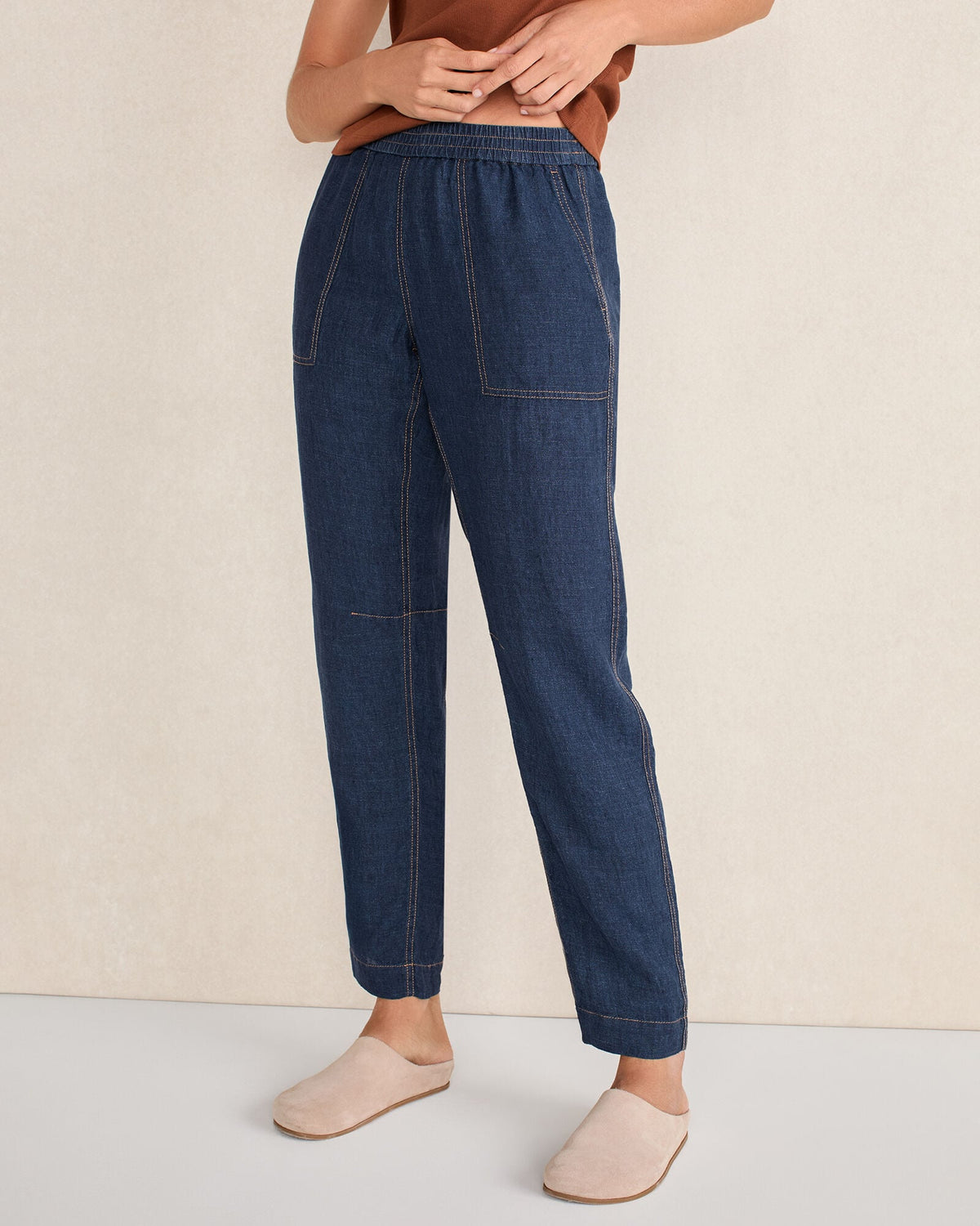 LINEN BARREL LEG PANTS | Talbots