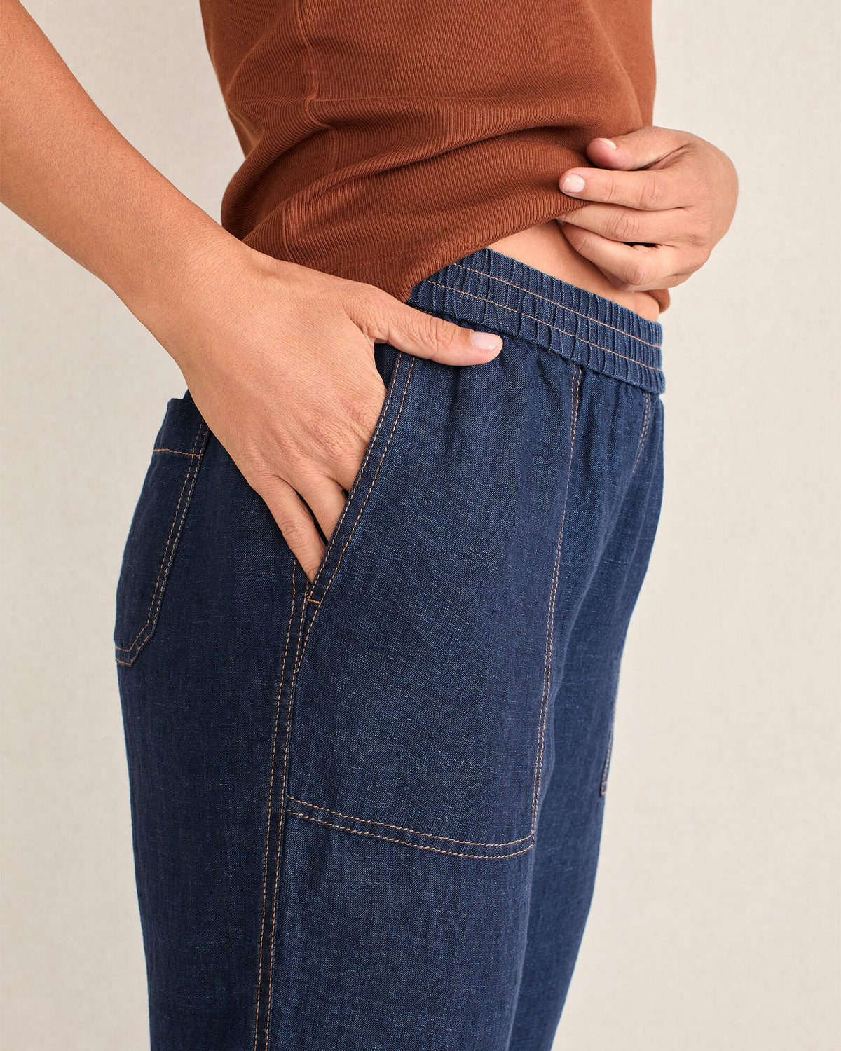 LINEN BARREL LEG PANTS | Talbots