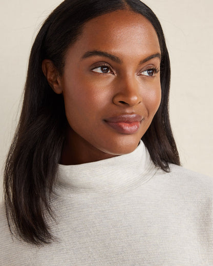 COTTON BLEND OTTOMAN RIB MOCK NECK TOP | Talbots