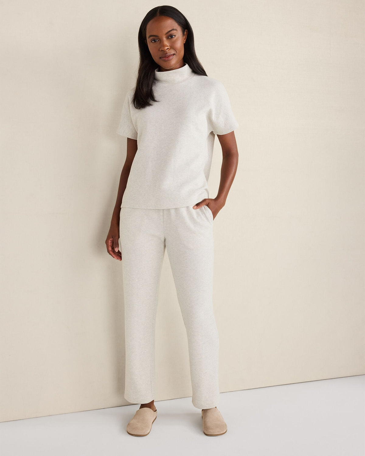 COTTON BLEND OTTOMAN RIB PANTS | Talbots