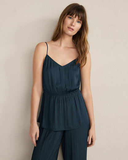 SILKY PLEATED PEPLUM TOP | Talbots