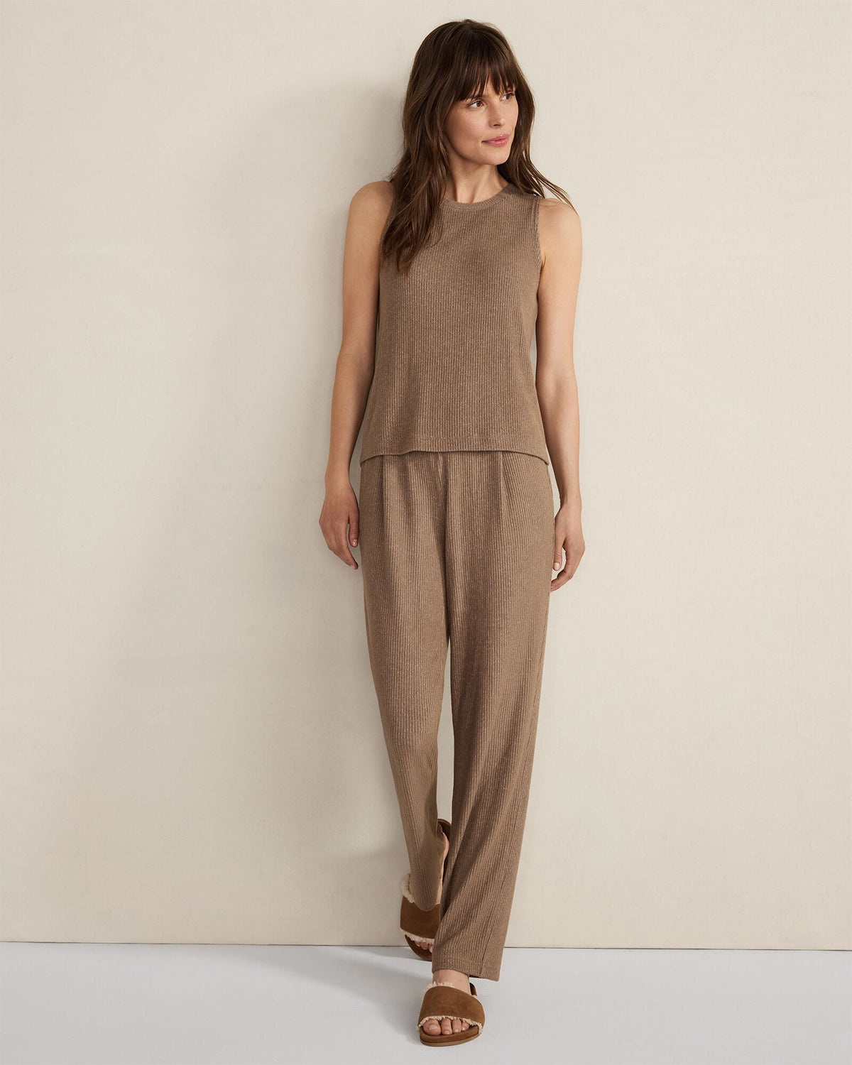 BRUSHED RIB KNIT TAPERED PANTS | Talbots