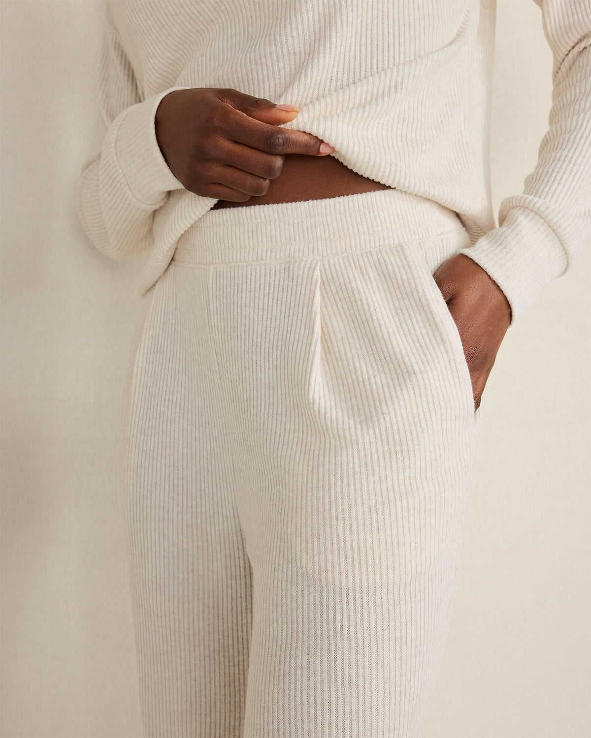 BRUSHED RIB KNIT TAPERED PANTS | Talbots